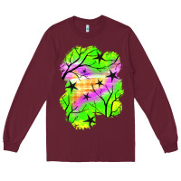 Burgundy star halloween patch Long Sleeve Tee - BundleAndBundleShop