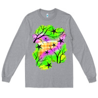 Heather Grey star halloween patch Long Sleeve Tee - BundleAndBundleShop