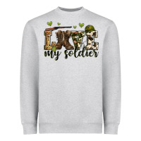Heather Grey love my soldier Heavyweight Sweatshirt - Zillion Design Studio