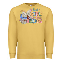 Antique Gold just a girl who loves books Premium Sweatshirt - MaliasSmallBusiness