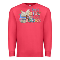 Cardinal just a girl who loves books Premium Sweatshirt - MaliasSmallBusiness