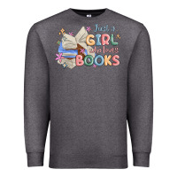 Charcoal Heather just a girl who loves books Premium Sweatshirt - MaliasSmallBusiness