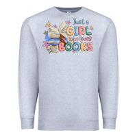 Heather Grey just a girl who loves books Premium Sweatshirt - MaliasSmallBusiness