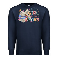Navy just a girl who loves books Premium Sweatshirt - MaliasSmallBusiness