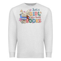 Oatmeal Heather just a girl who loves books Premium Sweatshirt - MaliasSmallBusiness