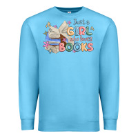 Ocean Blue just a girl who loves books Premium Sweatshirt - MaliasSmallBusiness