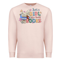 Pale Pink just a girl who loves books Premium Sweatshirt - MaliasSmallBusiness