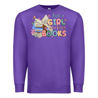Purple just a girl who loves books Premium Sweatshirt - MaliasSmallBusiness