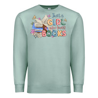 Seafoam just a girl who loves books Premium Sweatshirt - MaliasSmallBusiness