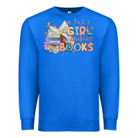 True Royal just a girl who loves books Premium Sweatshirt - MaliasSmallBusiness