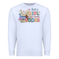 White just a girl who loves books Premium Sweatshirt - MaliasSmallBusiness