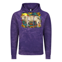 Cloud Purple western charolais bull and aztec sunflower background Vintage Hoodie - RanaPortraitStore