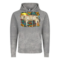 Cloud Rock western charolais bull and aztec sunflower background Vintage Hoodie - RanaPortraitStore