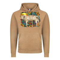 Vintage Camel western charolais bull and aztec sunflower background Vintage Hoodie - RanaPortraitStore