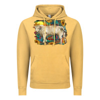 Vintage Mustard western charolais bull and aztec sunflower background Vintage Hoodie - RanaPortraitStore