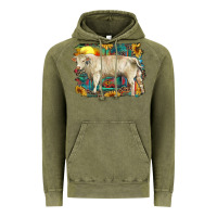 Vintage Olive western charolais bull and aztec sunflower background Vintage Hoodie - RanaPortraitStore