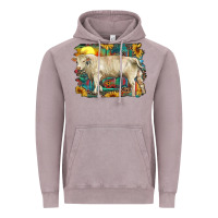 Vintage Zinc western charolais bull and aztec sunflower background Vintage Hoodie - RanaPortraitStore