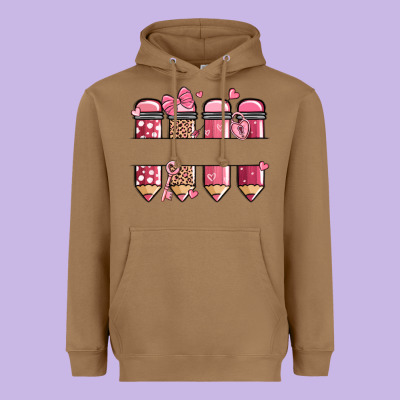 Custom Name Valentine's Day School Pencils Heavyweight Hoodie Designed By Maliassmallbusiness