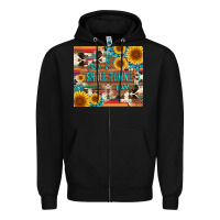 Black just a small town girl with gemstone sunflower serape and cowhide Zipper Hoodie - Artiststas