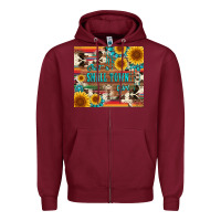 Burgundy just a small town girl with gemstone sunflower serape and cowhide Zipper Hoodie - Artiststas
