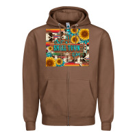 Chestnut just a small town girl with gemstone sunflower serape and cowhide Zipper Hoodie - Artiststas