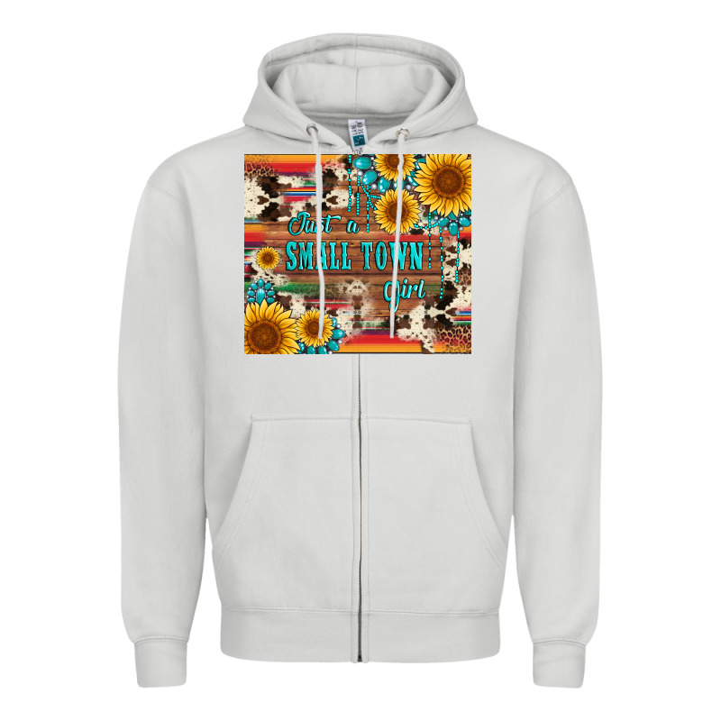Just A Small Town Girl With Gemstone Sunflower Serape And Cowhide Zipper Hoodie by Artiststas | Teevron