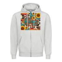 Dove Grey just a small town girl with gemstone sunflower serape and cowhide Zipper Hoodie - Artiststas