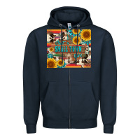Navy just a small town girl with gemstone sunflower serape and cowhide Zipper Hoodie - Artiststas