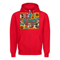 Red just a small town girl with gemstone sunflower serape and cowhide Zipper Hoodie - Artiststas
