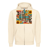 Sandshell just a small town girl with gemstone sunflower serape and cowhide Zipper Hoodie - Artiststas