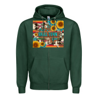 Sports Green just a small town girl with gemstone sunflower serape and cowhide Zipper Hoodie - Artiststas