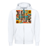 White just a small town girl with gemstone sunflower serape and cowhide Zipper Hoodie - Artiststas