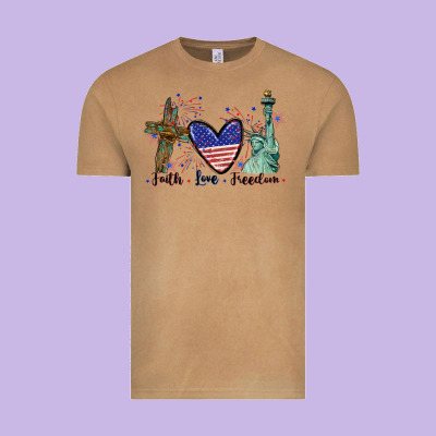 Faith Love Freedom 4th Of July Vintage Tee Designed By Cowgirlartshop