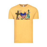 Vintage Mustard Faith love Freedom 4th of july Vintage Tee - CowGirlArtShop