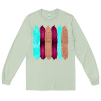 Matcha Colored Farm Life Purple Wood Jute Cyan Glitter Brush Strokes Long Sleeve Tee - Bettercallsaul