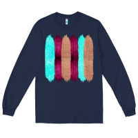 Navy Colored Farm Life Purple Wood Jute Cyan Glitter Brush Strokes Long Sleeve Tee - Bettercallsaul