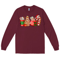 Burgundy christmas tree cake and coffee cups ado Long Sleeve Tee - AdoDesignShop