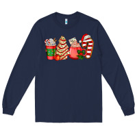 Navy christmas tree cake and coffee cups ado Long Sleeve Tee - AdoDesignShop