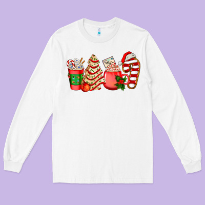 Christmas Tree Cake And Coffee Cups Ado Long Sleeve Tee Designed By Adodesignshop