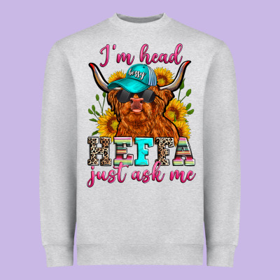I'm Head Heffa Just Ask Me Heavyweight Sweatshirt Designed By Zillion Design Studio