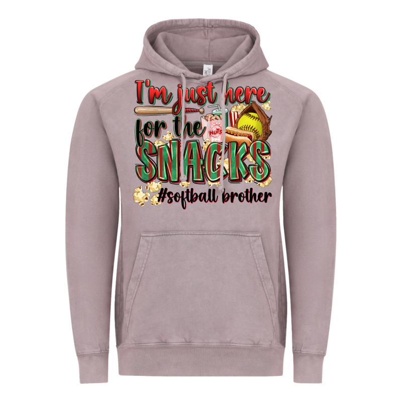 I'm Just Here For The Snacks #softball Brother Vintage Hoodie by Zillion Design Studio | Teevron