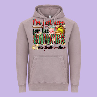 I'm Just Here For The Snacks #softball Brother Vintage Hoodie Designed By Zillion Design Studio