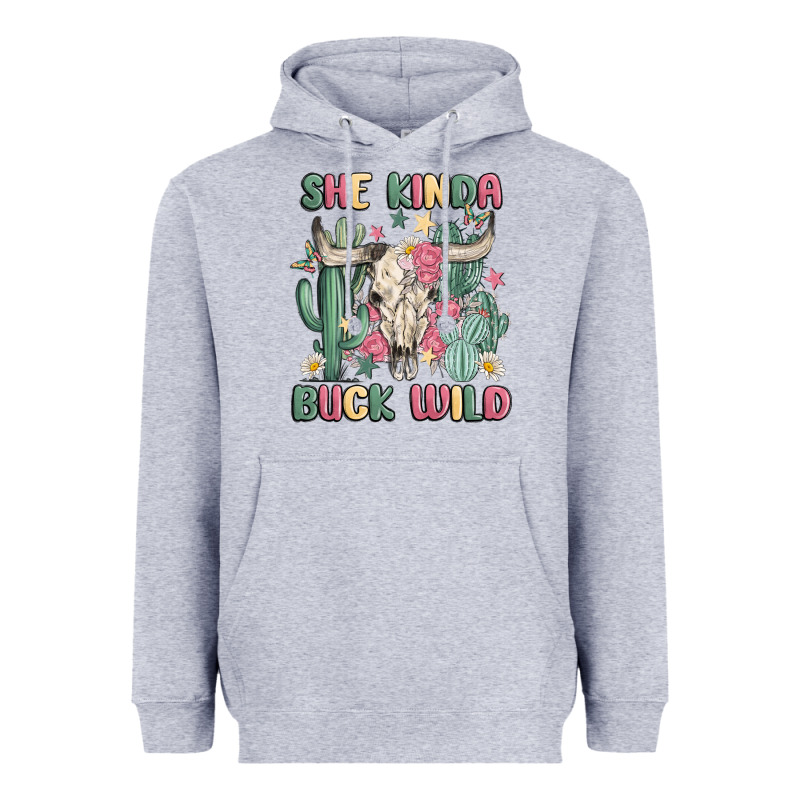 She Kinda Buck Wild Heavyweight Hoodie by MaliasSmallBusiness | Teevron