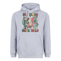 Heather Grey she kinda buck wild Heavyweight Hoodie - MaliasSmallBusiness