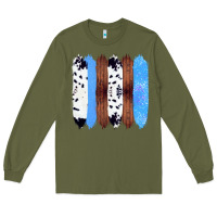 Army Green Western Farm Life Cowhide Wood Blue Glitter Brush Stroke Long Sleeve Tee - Bettercallsaul