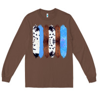 Chestnut Western Farm Life Cowhide Wood Blue Glitter Brush Stroke Long Sleeve Tee - Bettercallsaul
