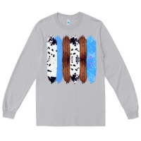Moon Dust Western Farm Life Cowhide Wood Blue Glitter Brush Stroke Long Sleeve Tee - Bettercallsaul