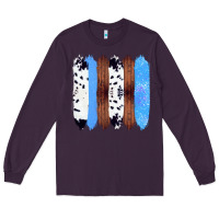 Plum Western Farm Life Cowhide Wood Blue Glitter Brush Stroke Long Sleeve Tee - Bettercallsaul