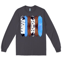 Smoke Western Farm Life Cowhide Wood Blue Glitter Brush Stroke Long Sleeve Tee - Bettercallsaul