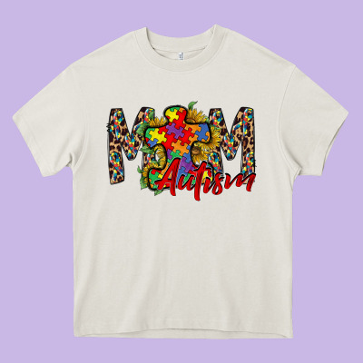 Mom Autism 2 Heavy Core Tee Designed By Racoondesign